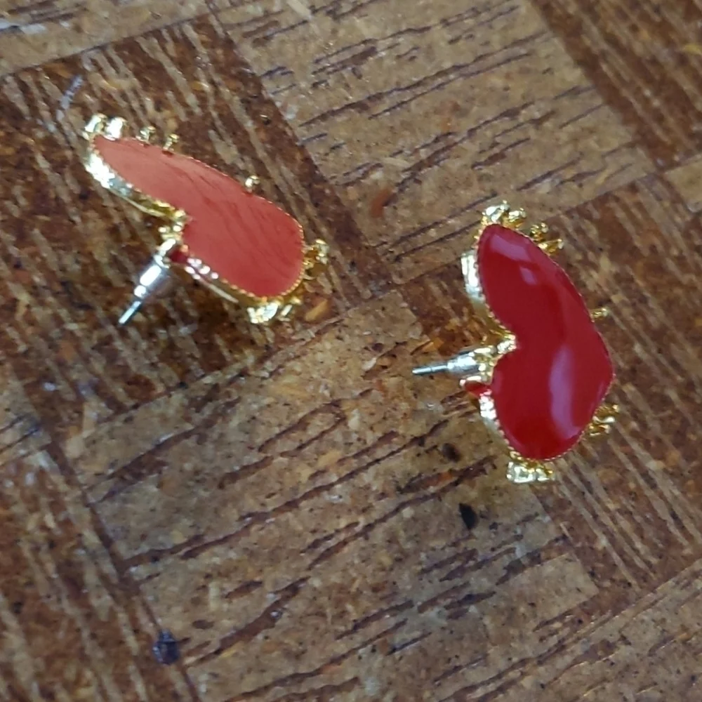 Boho Fashion Red Heart Stud Earrings jewelry